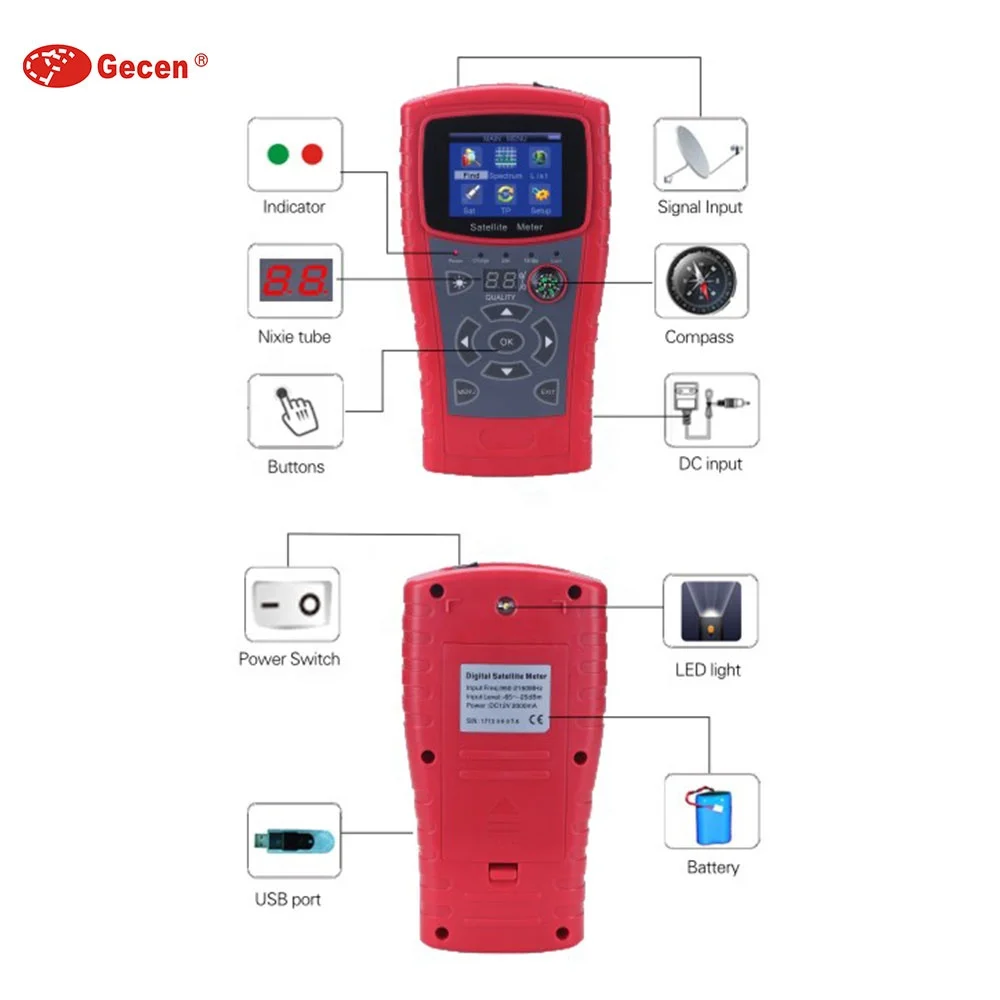 Gecen Dvb S2 Dvb S Цифровой Hd Finder Спутниковый измеритель сигналов (art.: 3920d1bf9e2bc) - 3920d1bf9e2bc
