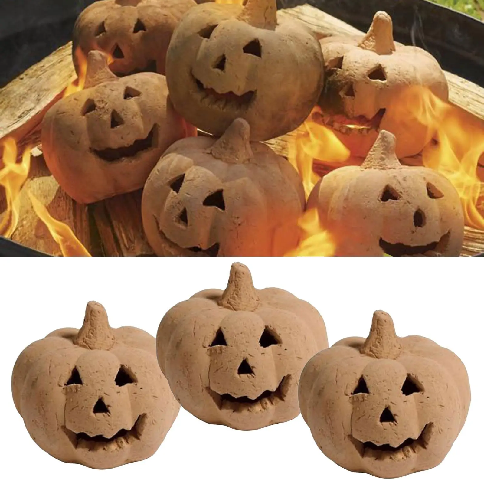 

Halloween Pumpkin Decorative Figurines Reusable Stoneware Fire Pits Pumpkins Hollow Pumpkin Ornament Home Decoration Accessories