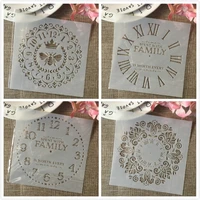 4pcs 66inch clock bee family dial diy layering stencils painting scrapbook coloring embossing album decorative card template