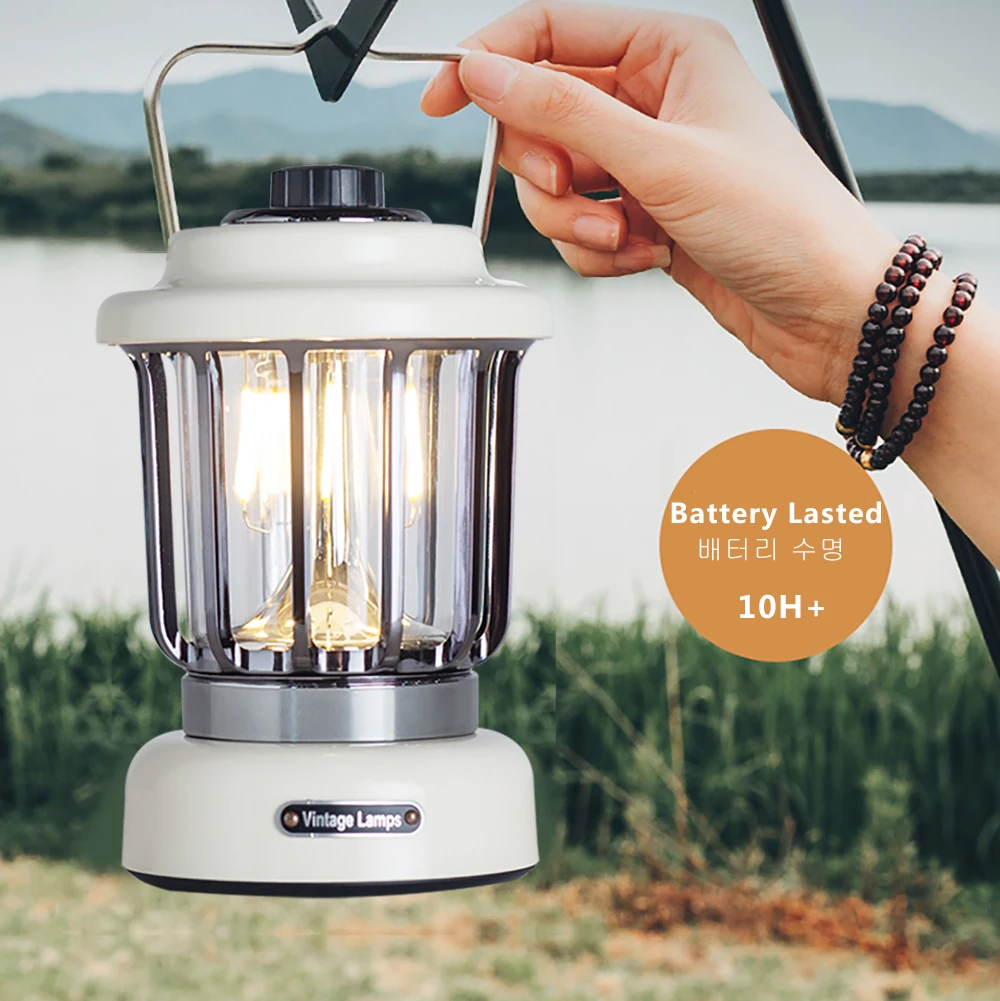Long Lasting Rechargeable Lamp Camping Equipment Outdoor Lighting Retro Portable Lamp Vintage Lamps Fast Charging Battery Lights