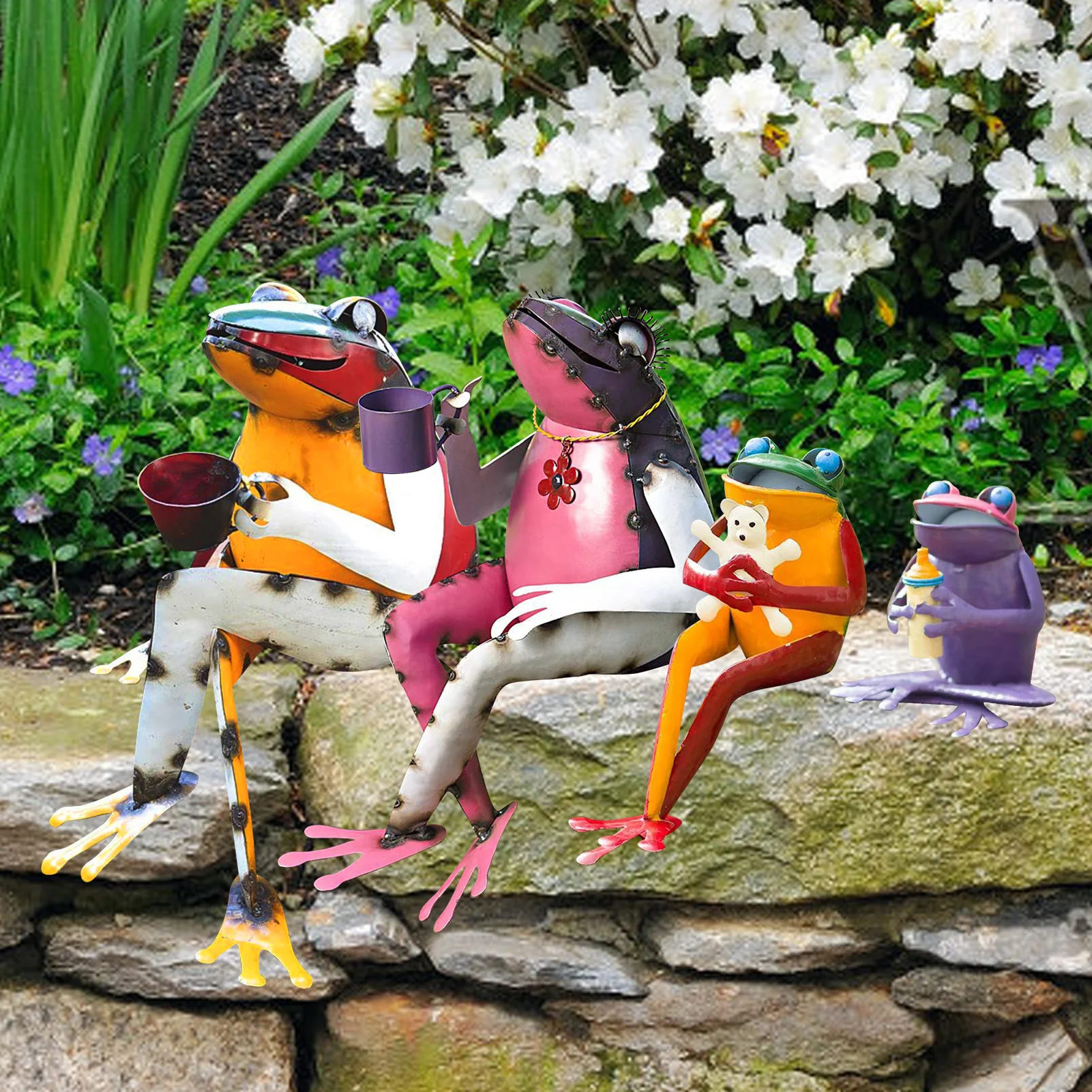 

1 шт., металлическая садовая статуя кофейной лягушки