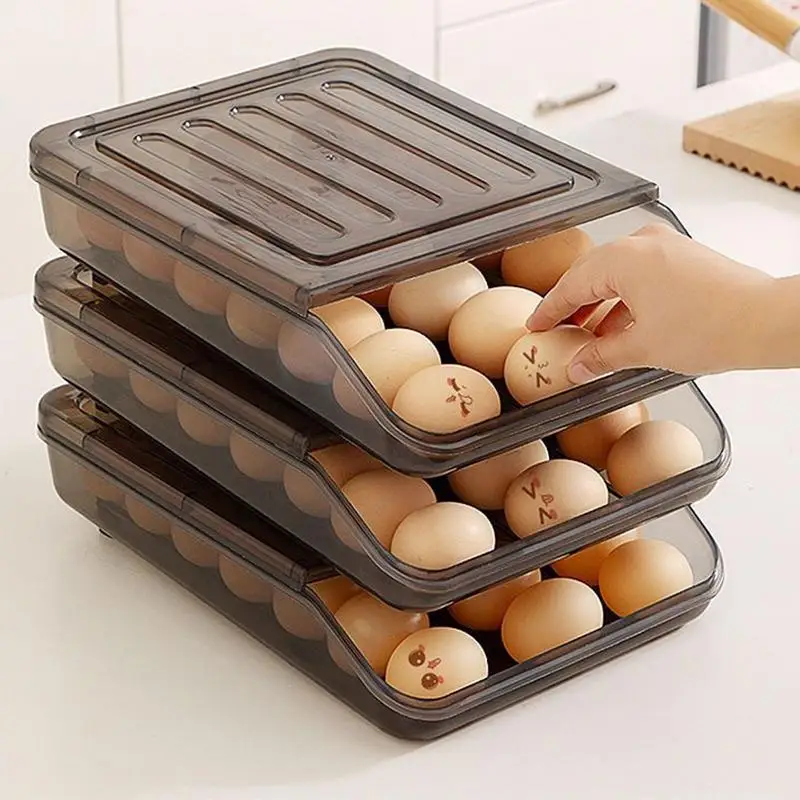 

Automatic Rolling Egg Box Multi-layer Rack Holder For Fridge Fresh-keeping Box Egg Basket Storage Containers Kitchen Organizers