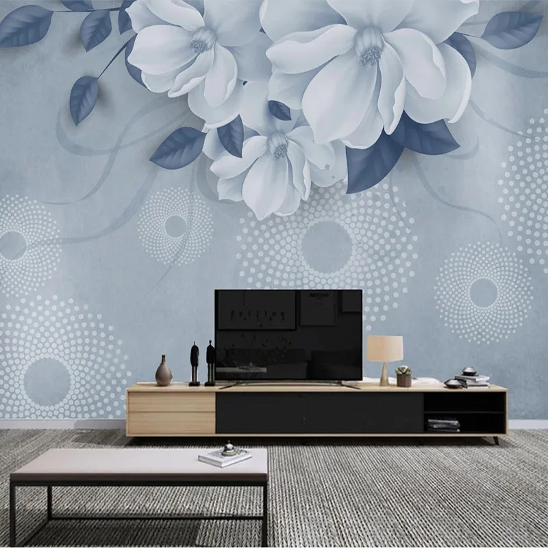 

Custom 3D Beautiful Simple White Flower Background Wall Wallpaper For Bedroom Painting Papel De Parede Home Décor Tapety Fresco