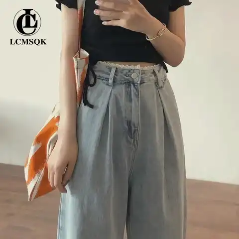 Blue Jeans Woman High Waist Women's Pants Straight Leg Jeans Denim Korean Fashion Streetwear Female Clothing Vintage Clothes Y2k