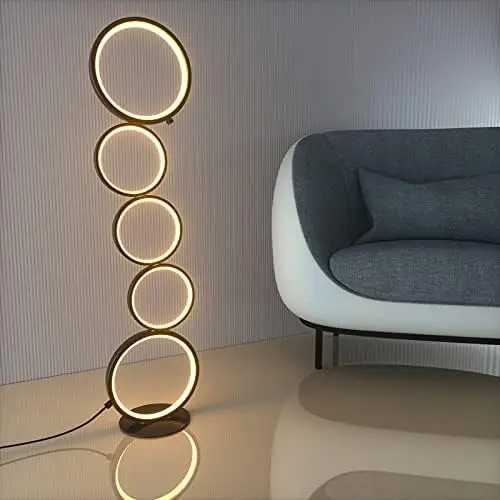 

LED Floor Lamp for Living Room 3 Brightness Levels Dimmable Touch Switch Modern Ring Tall Standing Lamp 42 Inches 36w Art Deco F