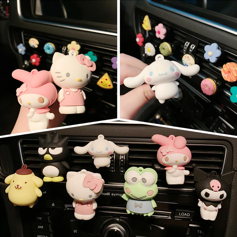 

Kawaii аниме модель автомобиля Air Зажим Для Освежителя мультфильм Kuromi Kittys Melody Cinnamoroll автомобиль ароматерапия вентиляция авто аксессуары Подар...