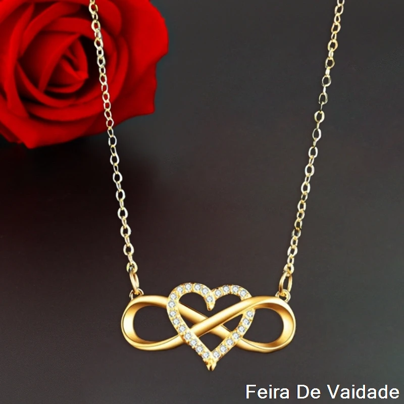 Модное романтическое ожерелье цвета розового золота и серебра с фианитом |