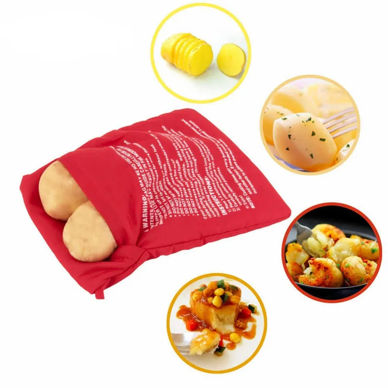 

Microwave Oven Baked Potato Bag Red Washable Pot Baking Tool Rice Pocket Cooking Easy To Cook Kitchen Gadgets Wholesale