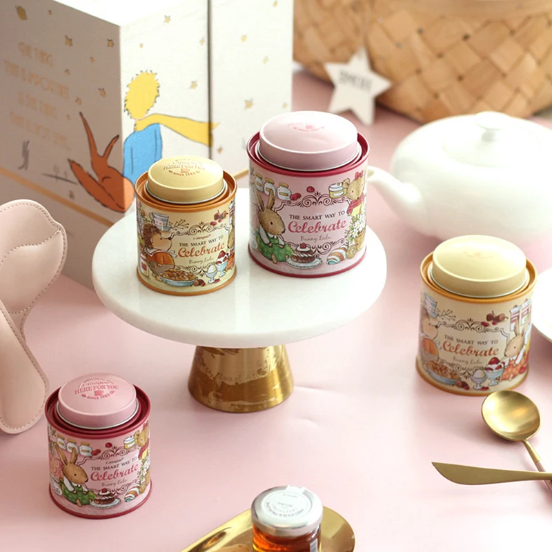 

Cartoon Garden Rabbit Suitcase Storage Tin Candy Cookie Box Round Metal Jewelry Organizer For Wedding Birthday Party Gift Boxes