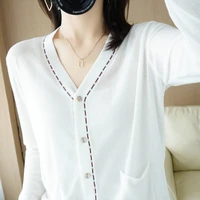 summer womens high end loose ice silk sunscreen clothing knitted cardigan thin fashion office vacation air conditioning shirt