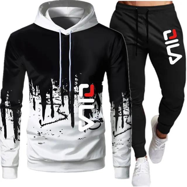 2022 Winter Men Tracksuit Casual Set Male Joggers Hooded Sportswear Jackets+Pants 2 Piece Sets Hip Hop Running Sports Suit 2