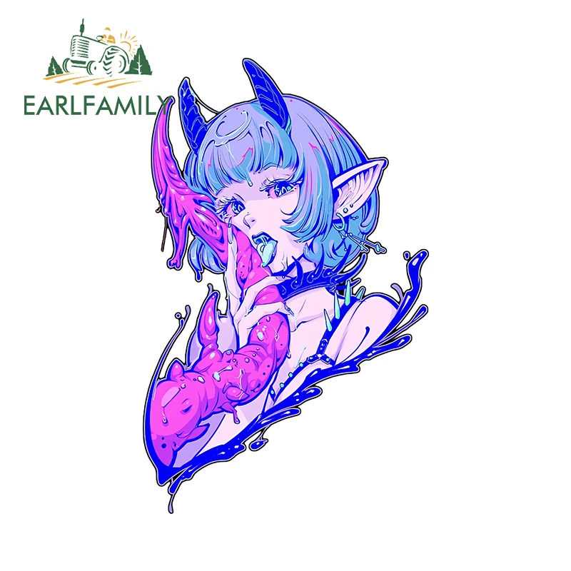 

EARLFAMILY, 13 см × 8,2 см, тема дьявола, фотография, мультяшный стиль, дизайнерские наклейки, Солнцезащитная пленка для автомобильной двери
