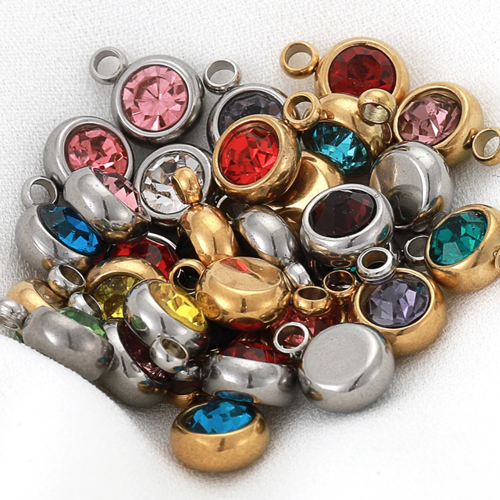 

20pcs 6mm Stainless Steel Rhinestone Charms Crystal Glass Bead Pendants Drop Earring Accessories Supplies for DIY Jewelry Making