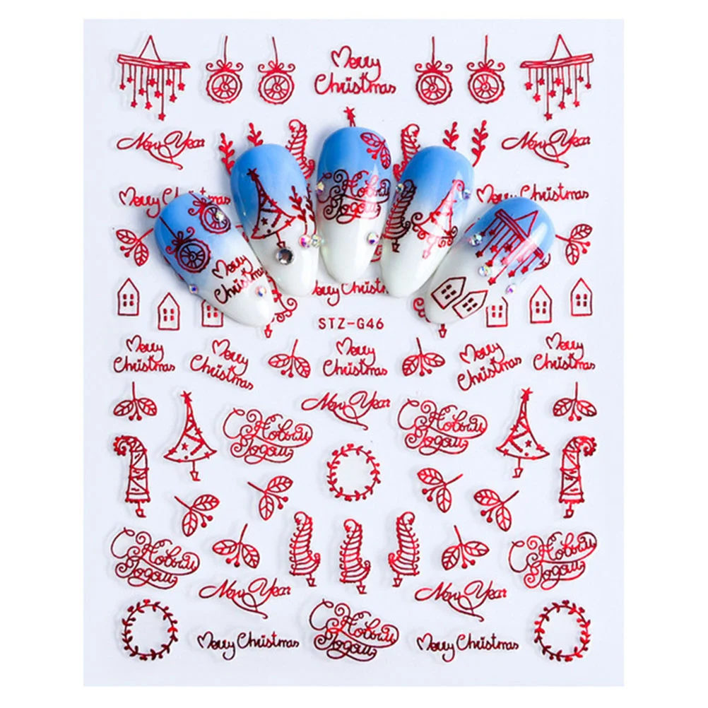 

18 Sheets Christmas Nail Sticker Christmas Nail Decals Shiny Nail Decor Stickers