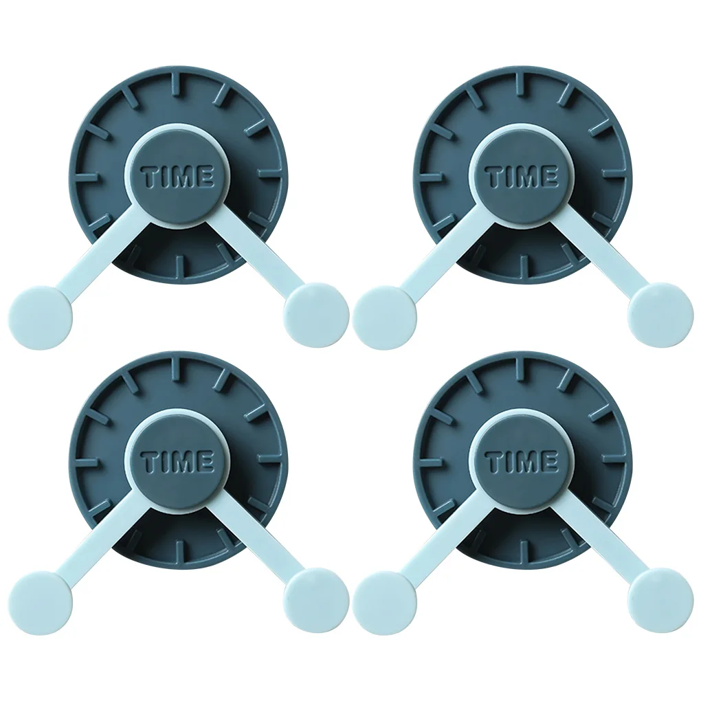 

4pcs Creativity Clock Shape Storage Hooks Plastic 360 Degrees Rotating Waterproof Punch-free Kitchen Wall Hangers Hooks