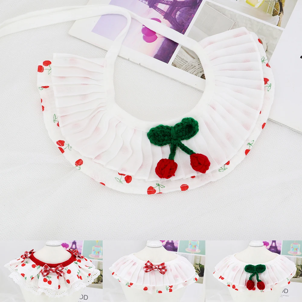 

Cotton Dog Bandana Collar Puppy Cat Soft Bandana Scarf Bowknot Pet Accessories Cute Cherry Print for Cats Small Dogs Yorkshire