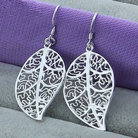 agteffer 925 sterling silver leaves drop earrings for woman wedding engagement fashion party charm jewelry