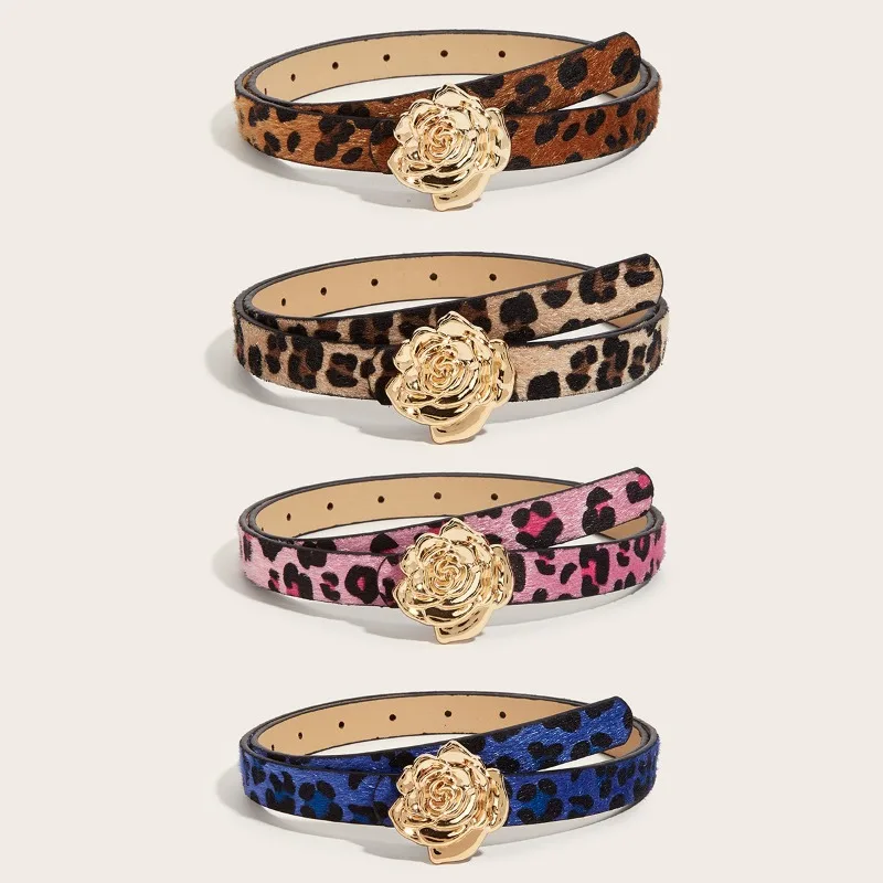 Женский ремень с пряжкой в виде розы модный индивидуальный универсальный декор