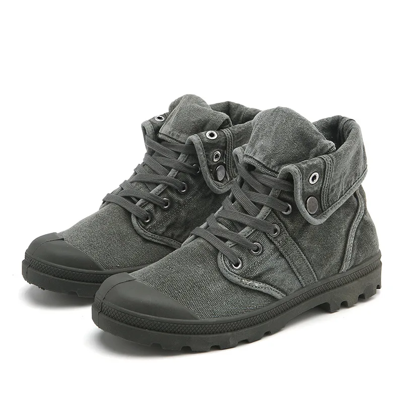 

Mens Casual Canvas Shoes Army Combat Style Men's Shoes Fashion High-top Military Ankle Boots Comfort Mens Sneakers