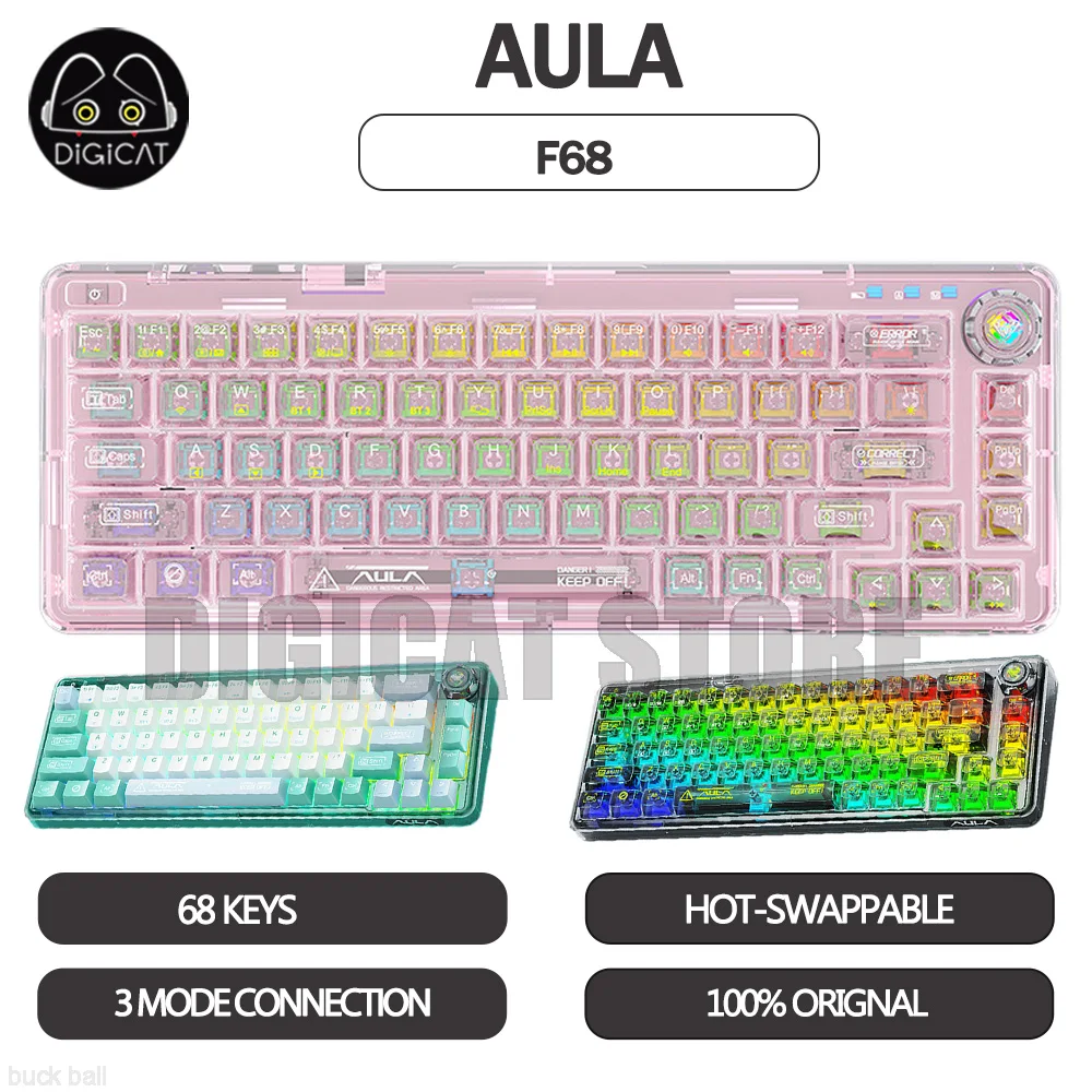 Клавиатура игровая механическая, 68 клавиш, 3 режима, 2,4 ГГц/USB/Bluetooth