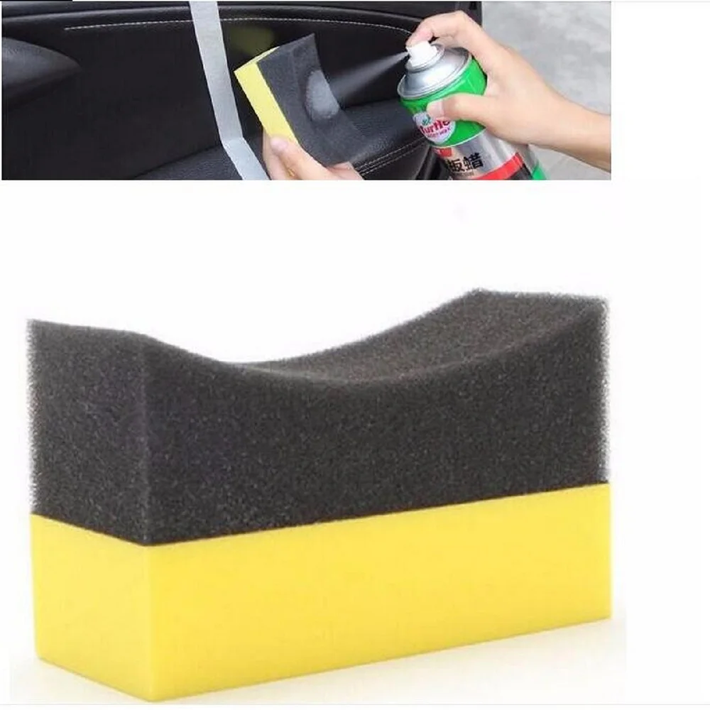 

1PC Vacuum compressed sponge U-Shape Tire Wax Polishing Compound Sponge ARC Edge Sponge Tyre Brush car Cleaning tool