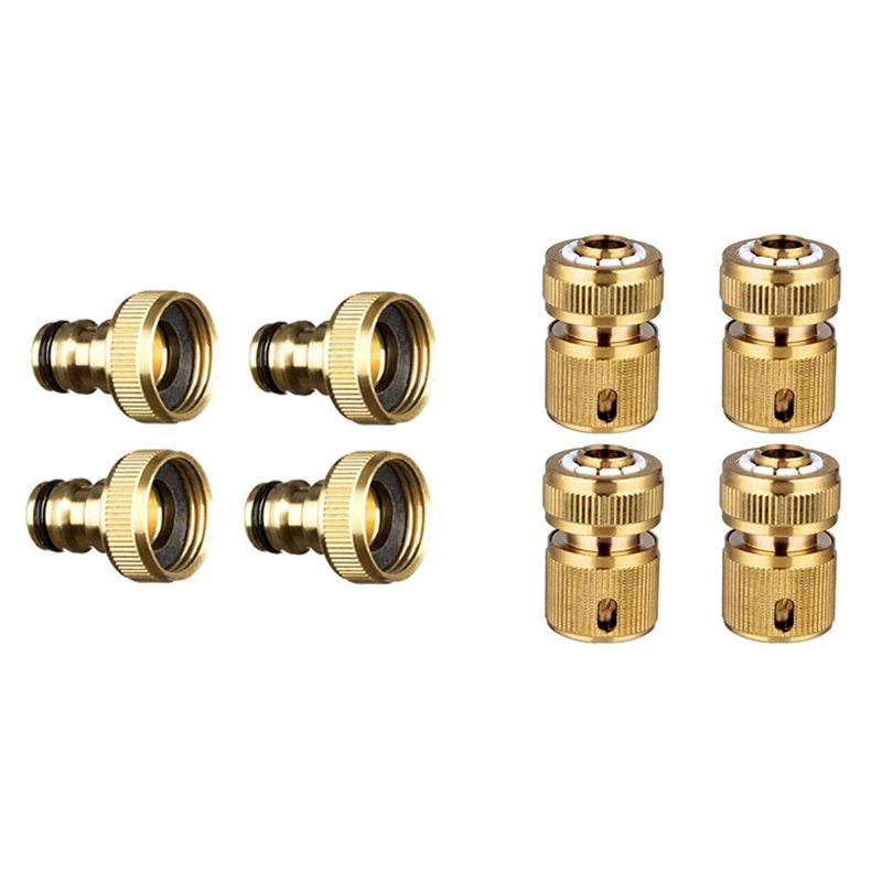 

4 Pcs Garden Water Hose Pipe Fitting Tap Male Faucet Connectors & 4 Pcs Brass Hose Connector Hose End Quick Connect