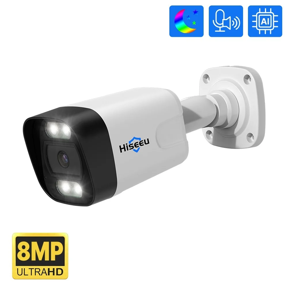 

2023 4K 8MP 5MP POE IP Camera Outdoor Waterproof H.265 CCTV Bullet Camera P2P Motion Detection For PoE NVR 48V Hiseeu