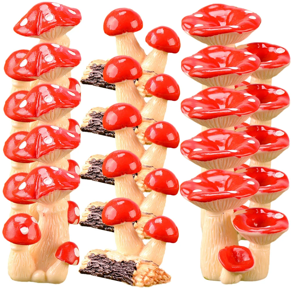 

Mushroom Mushrooms Mini Garden Decor Decorations Miniature Resin Tiny Cake Crafts Fake Figurines Ornament Micro Topper