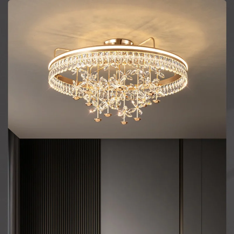 

Light Led Art Chandelier Pendant Lamp Nordic Luxury Crystal Ceiling Postmodern Round Petal Dining Bedroom Home Decor Fixture