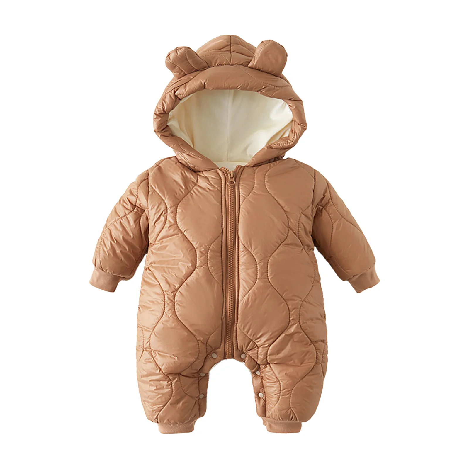 Зимняя одежда для маленьких мальчиков и девочек милый однотонный комбинезон с