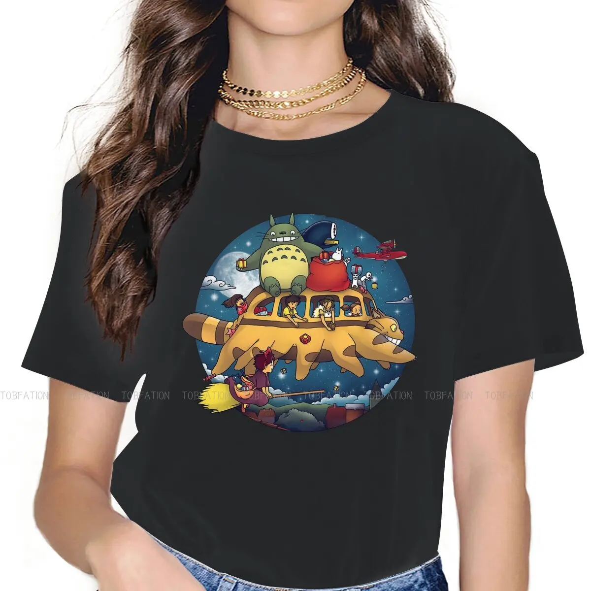 

MERRY SPIRITS Women Tshirts Studio Ghibli Aesthetic Vintage Female Clothing Oversized Cotton Graphic Streetwear