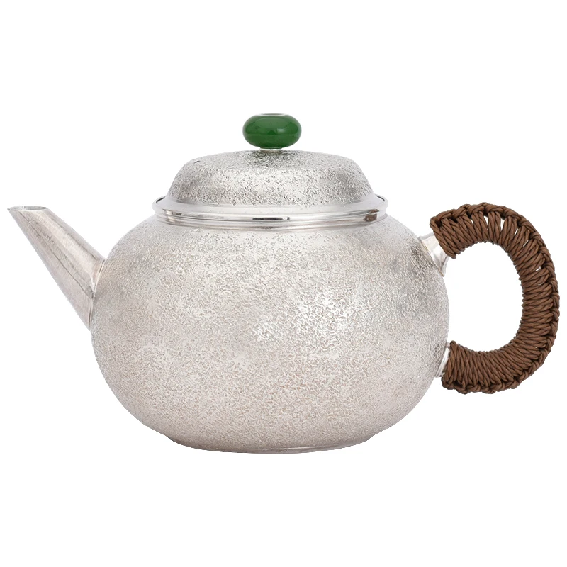 

Pure handmade small silver pot sterling silver 999 teapot tea ceremony silver tea set snowflake silver household horizontal pot