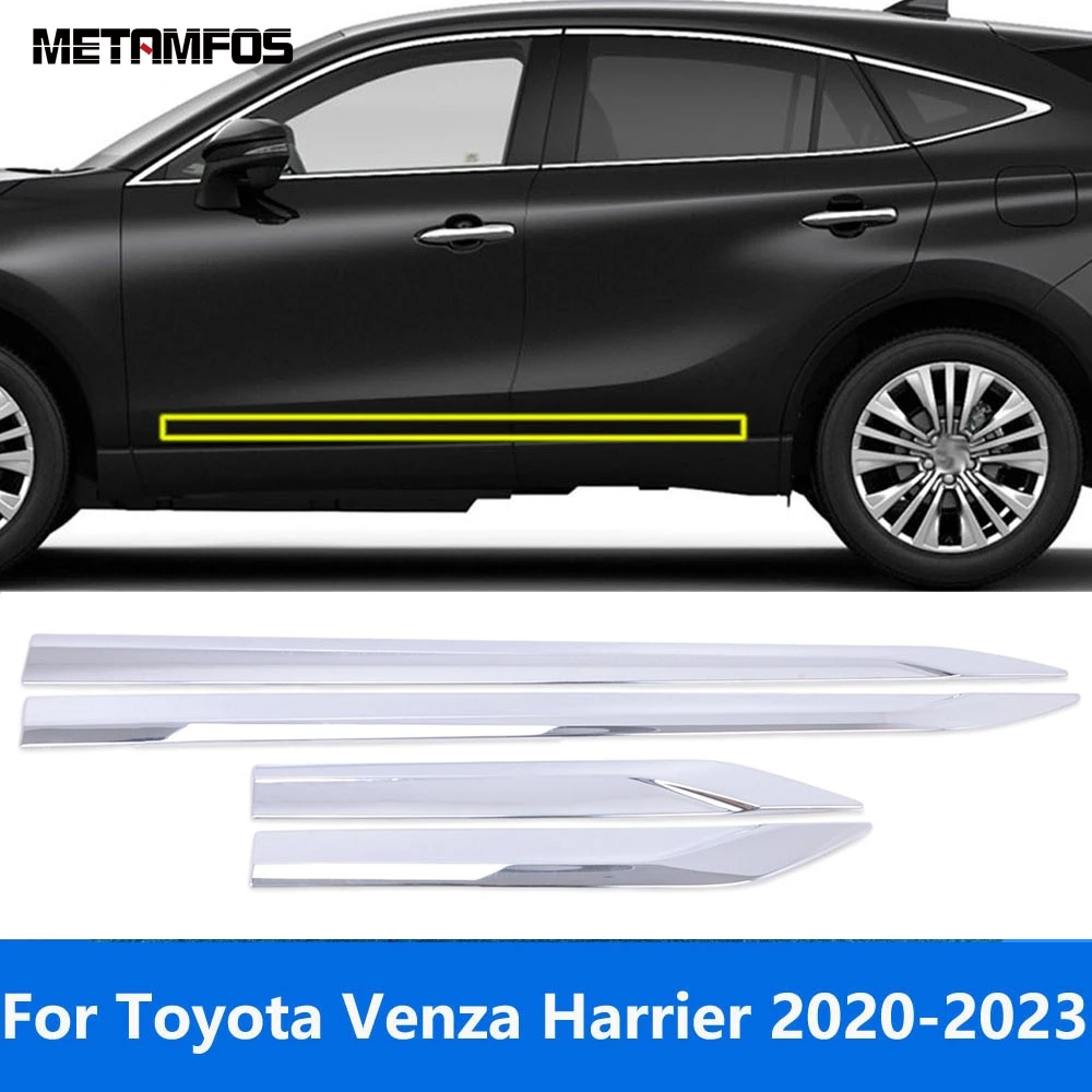 

For Toyota Harrier Venza 2020 2021 2022 2023 Chrome Side Door Line Stripe Body Skirt Molding Trim Bezel Accessories Car Styling
