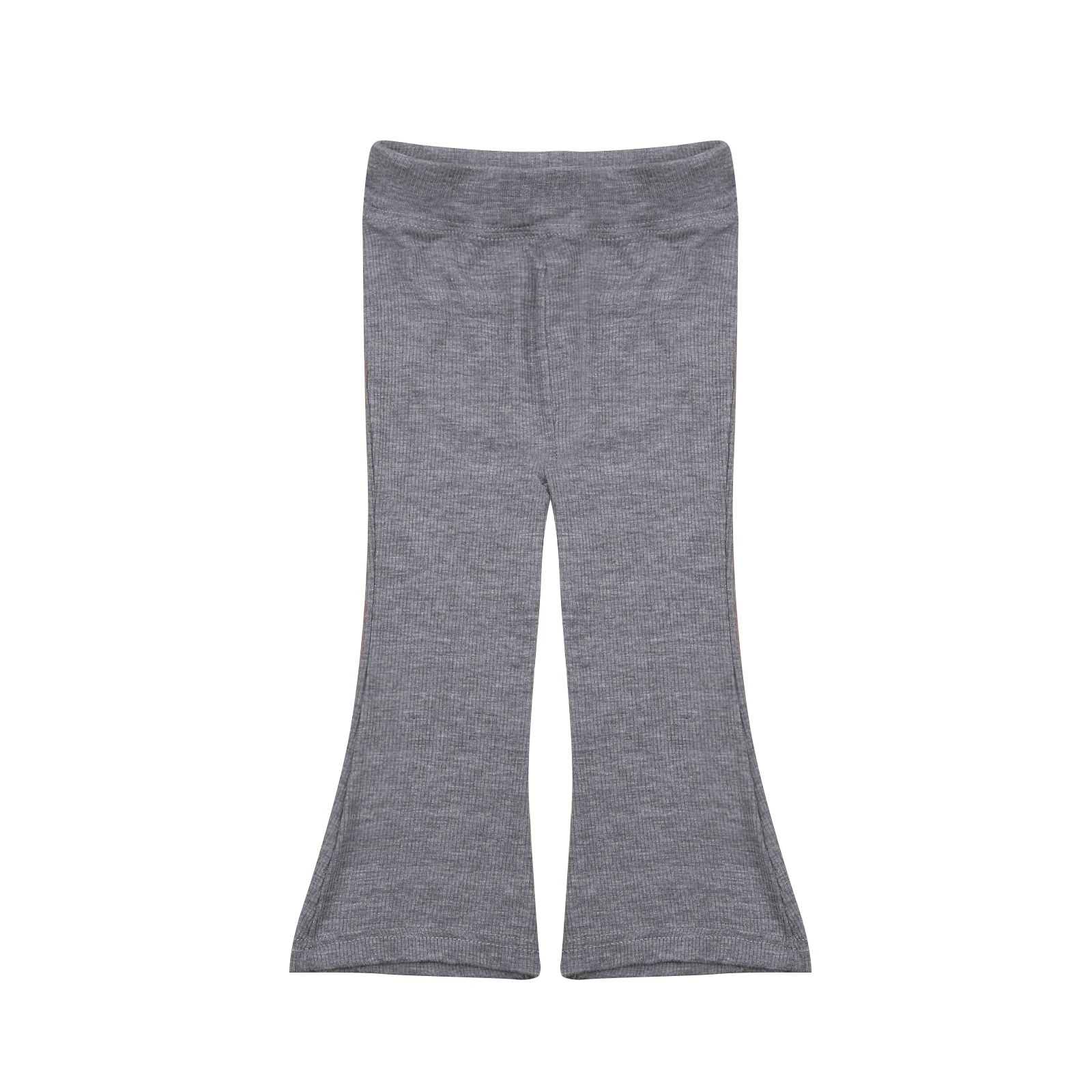 

Длинные брюки для маленьких девочек, однотонные ребристые Облегающие расклешенные брюки с эластичным поясом