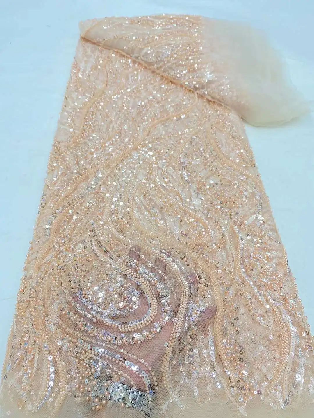 Африканская Тюлевая кружевная ткань с бусинами для женщин пошив вечерних