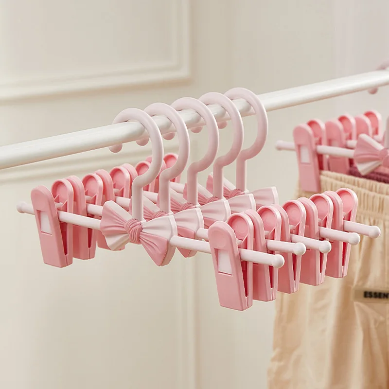 

5Pcs Children's Trouser Racks Retractable Cute Baby Clothes Hanger Racks Adjustable Non-slip Drying Rack Kids Coats Hangers