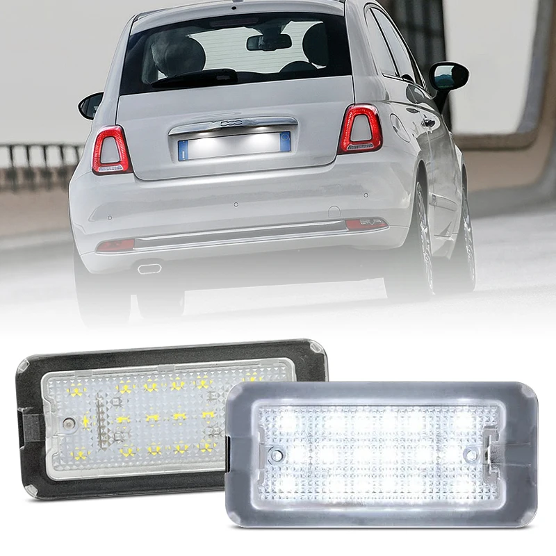 Фото Белый светодиодный светильник номерного знака для Fiat 500 Abarth 500, все модели 2007-2020 гг. №1