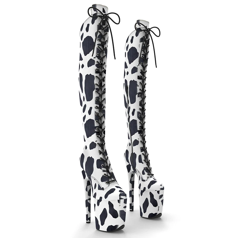 Замшевые Сапоги Leecabe с коровьим узором на высоком каблуке 20 см/8 дюймов