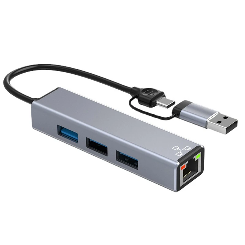 

100Mbps RJ45 Network Card TYPE-C 3.0 Separator USB Ethernet Adapter USB3.0 HUB Extended Dock
