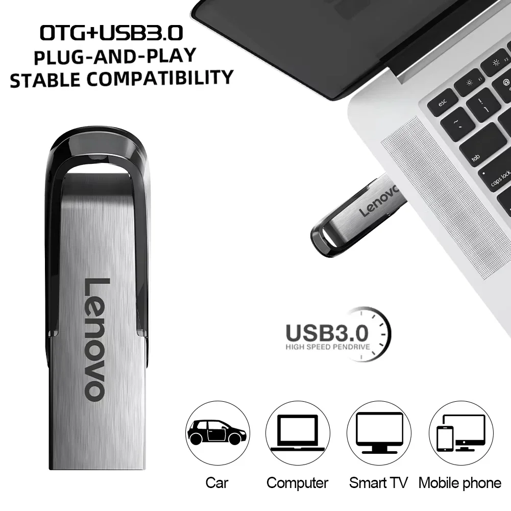 Фото Флешки Lenovo 2 ТБ USB 3.0 Мини Высокоскоростной металлический флэш-накопитель 1 ТБ Водонепроницаемый устойчивый к царапинам прочный USB-накопитель №3