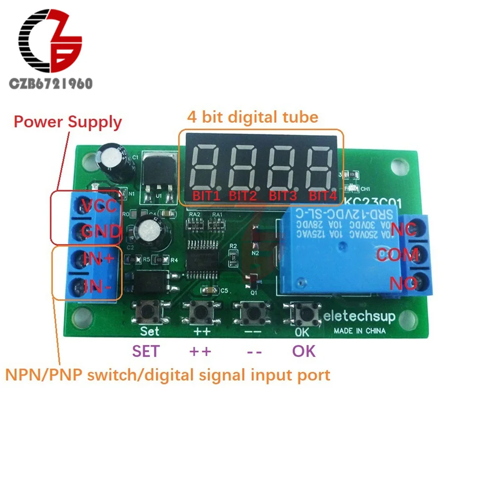 

Реле Dc 5В 12В 24В Многофункциональный Импульсный счетчик 0-9999 комплект переключатель регулируемый таймер задержка вкл/выкл релейный модуль COM NC без вывода