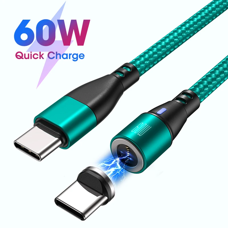 

AUFU USB Type C Cable for Samsung Xiaomi PD 60W Fast Charging Magnetic Cable for MacBook Quick Charge USB-C Data Wire Cord