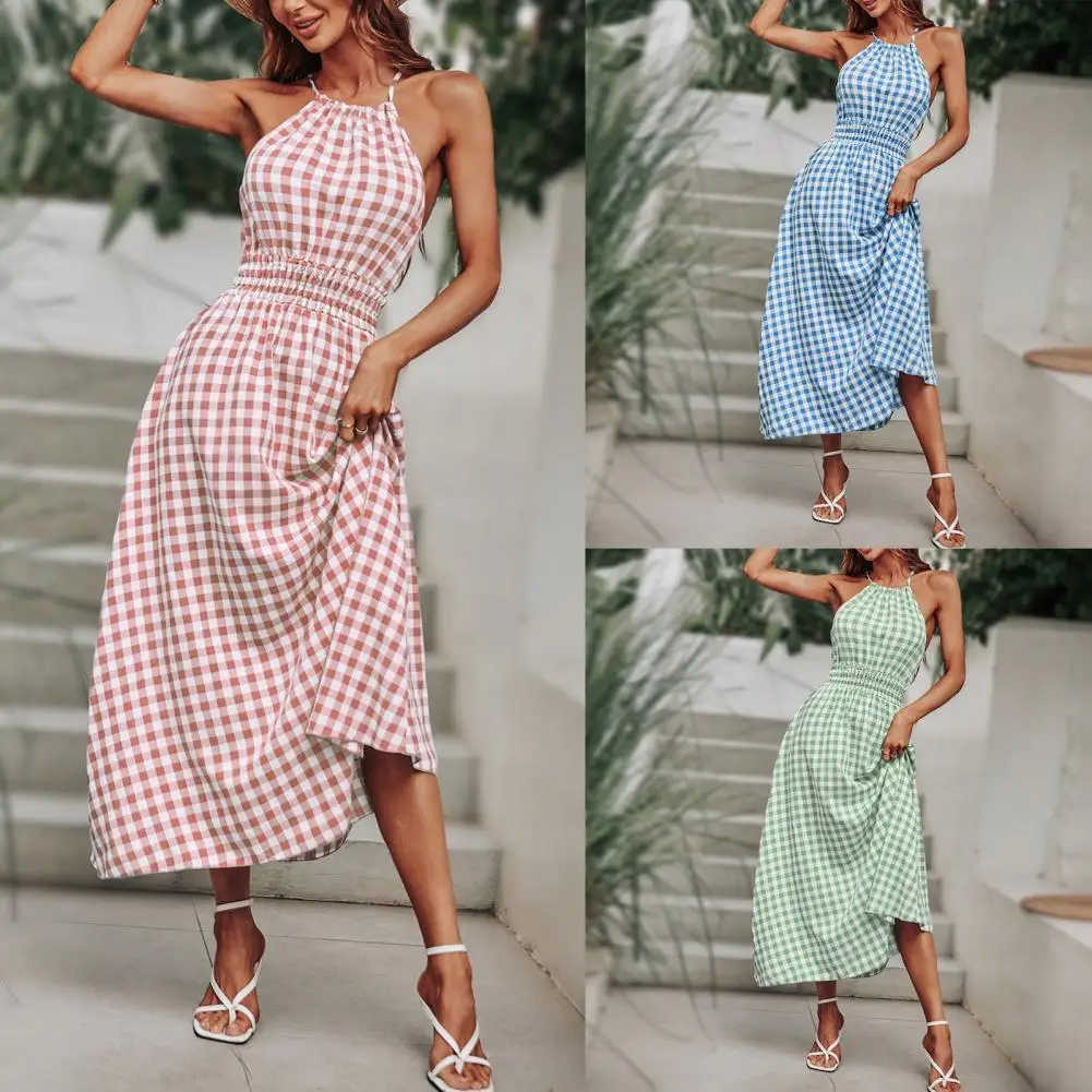 

Вечернее платье с шелковой поверхностью, летнее платье, женское повседневное розовое платье с лямкой на шее и шнуровкой