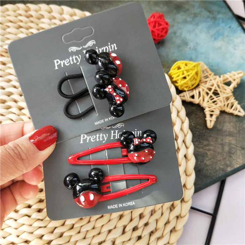 

2PCS New Cartoon Disney Minnie Mickey Kids Elastic Hair Bands Children Hair Ties Cute Girls Hair Accessories Baby Headwear