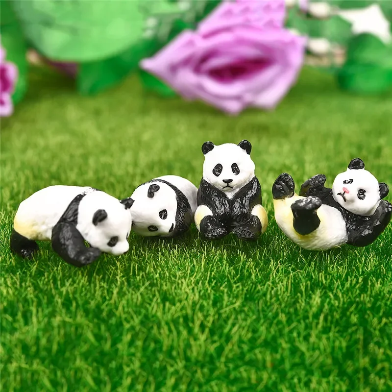 

Cute Panda Moss Micro Landscape Terrarium Figurine Decoration Resin Funny Panda Babies Ornament Fairy Garden Miniature