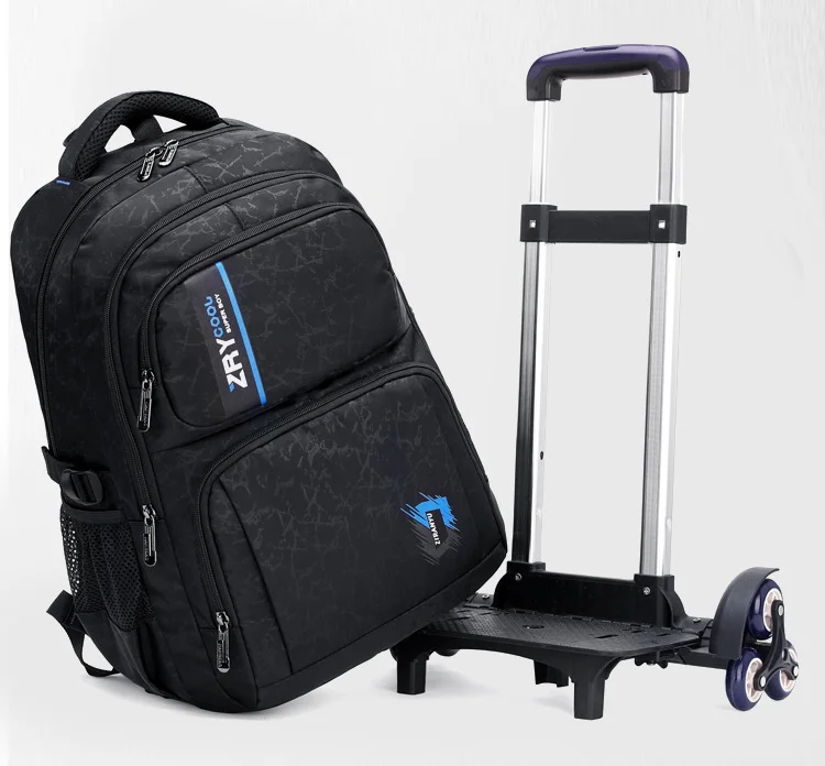Grades 4-9 Kids Trolley Schoolbag with Wheels Waterproof Removable Children School Bags School Rolling Backpack Bags Mochilas