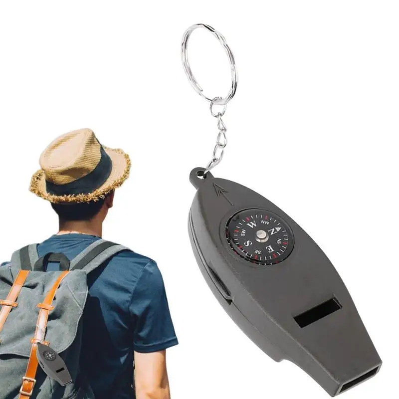 

Survival Whistle With Compass 4-in-1 Camping Whistle With Thermometer And Magnifying Glass Survival Multitool For Camping Hiking