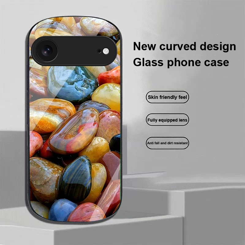 Фото Синие фиолетовые листья для iPhone 17, 16, 15, 14, 13 Plus 12, mini 11 Pro Max XR Xs X 7 8 22, эллиптический чехол для телефона из закаленного стекла №4
