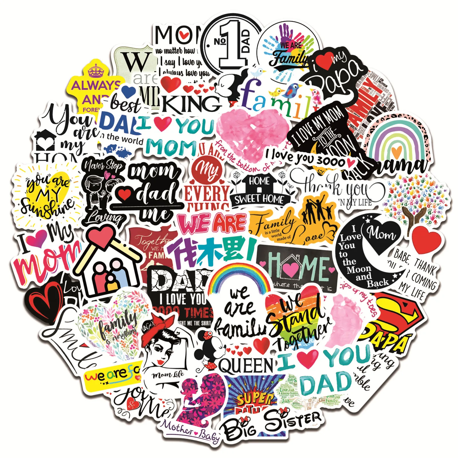 

10/30/50Pcs We Are Family Graffiti Sticker Art DIY Luggage Motorcycle Trolley Case PVC Waterproof Aesthetic Car Deca Girls Gift