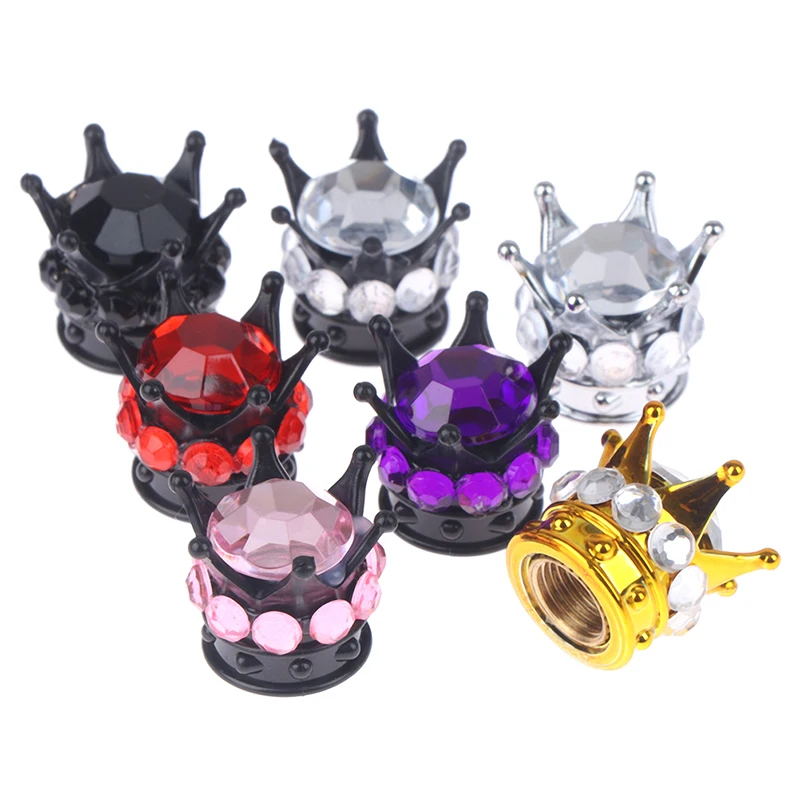 

4Pcs Crown Crystal Diamond Car Tyre Valve Caps Covers Car Motorcycle Bicycle Air Cover Auto Airtight Cap Cap Valve Core Cap